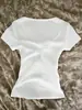 2026 Verano Estilo Europeo y Americano Transfronterizo Falso Dos Piezas Encaje Puro Adorno Color de Contraste Ajustado Botón Manga Corta Camiseta Top para Mujer
