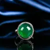 Abuela ágata verde calcedonia plata 925 personalidad retro celebridad de internet moda gema