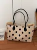 Bolso de Moda Transfronterizo 2026, Bolso de Mano de Lunares, Bolso Tote de Lino Estilo Coreano, Bolso de Hombro de Gran Capacidad para el Trabajo