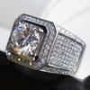 Anillo de diamantes con incrustaciones de piedra desnuda transfronteriza europea y americana, gran oferta de AliExpress, anillo de hombre con microincrustaciones de diamantes de moda dominante, venta al por mayor