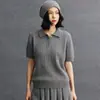 Polo Feminino de Cashmere com Gola Torcida Casual Solto Elegante Estilo Old Money Malha de Cashmere Outono e Inverno Novidades em Tricô