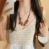 Collar Tejido de Cerámica con Cuentas de Dopamina de Colores para Mujer, Collar de Vacaciones de Verano en la Costa, Accesorios de Estilo Étnico Bohemio
