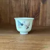 Juego de Té Gaiwan de Dos Piezas con Mariposa Pintada a Mano en Tonos Pastel con Tazas de Cerámica Kung Fu, Taza de Té, Taza de Degustación, Taza de Maestro