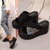 Chanclas de cuña de gran tamaño para mujer de comercio exterior transfronterizo, Sandalias de boca de pez con suela gruesa para mujer, Zapatos de mujer de color contrastante