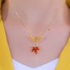 Moda Diamante Vermelho Maple Leaf Pingente de Transferência Bead Colar Meninas 'Universal Cadeia Titanium Acessórios de Aço Personalidade Colar Acessórios