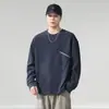 Moletom Redondo Solto Novo para Primavera e Outono 2026 para Homens, Blusa Casual Versátil de Manga Longa Plus Size, Marca Tendência Estilo Americano Atacado