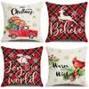 Funda de almohada navideña más vendida transfronteriza con estampado festivo de Papá Noel, funda de almohada para decoración del hogar, venta al por mayor directa del fabricante
