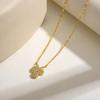 S925 Sterling Silver Light Luxury Full Diamond Three-Flap Colar de Flores Simples Personalizado Flor Pingente Clavícula Cadeia Feminina Europeia e Americana Cross-border