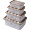 Caja de almacenamiento transparente de plástico para refrigerador, recipiente de cocina para alimentos y granos, cajas de almacenamiento redondas y cuadradas apilables