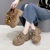 Mocasines gruesos esmerilados para mujer, nuevos zapatos casuales tipo Birkenstock otoño 2026, zapatos de plataforma con cordones versátiles que aumentan la altura para mujer