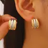 Pendientes de Alta Gama Europeos y Americanos Transfronterizos Geométricos Bicolores en Forma de C Pendientes de Diseño Simple y de Moda Venta al por Mayor