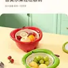 Nueva y linda cesta de drenaje de manzana de doble capa, una herramienta mágica para lavar frutas, adecuada para la cocina y la sala de estar, cesta de frutas y lavabo para verduras con soporte alto para drenar