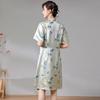 """Bambu Canção" Novo Estilo Chinês 40 Mm Seda Pesada Modificado Cheongsam Verão Feminino Jacquard Song Jin Vestido Estilo Nacional"""