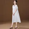 Vestido ligero de algodón y seda talla grande 100 kg vestido de verano para madres, vestido largo casual de corte holgado para mujer hecho de rayón