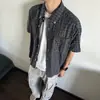 Camisa Masculina de Manga Curta Xadrez Cool de Alta Qualidade Estilo Americano, Camisa Casual Versátil Fina e Solta de Verão para Usar com Jaquetas