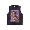 Estilo Urbano Americano Retrato de Estrella Estampado Lavado Vintage Camiseta de Manga Larga Unisex Marca de Moda Urbana Camiseta Básica