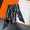 Outono Novo Casual Letras Feminino Versátil Decorativo Bolsa de Laço Lenço de Seda Fino Estreito Faixa de Cabelo Fita Pequena Lenço de Seda Transfronteiriço