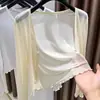 Blusa fina super popular com recortes em gelo e seda para mulheres, que reduz a idade, nova capa de proteção solar slim fit para mulheres no verão de 2026