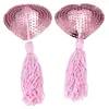 Cubretetinas Sexy de Lentejuelas con Forma de Corazón y Borlas, Accesorios Sexys de Lencería, Lencería Sin Costuras Anti-Exposición, Diseño de Gota de Sangre