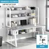 Mesa de escritorio para computadora para uso doméstico, estantería simple para dormitorio de estudiante, escritorio integrado para estudio y escritura, escritorio para oficina de casa de alquiler