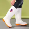 Botas de chuva brancas, resistentes a óleo, ácidos e álcalis, antiderrapantes, de cano alto, adequadas para fábricas de alimentos, botas de trabalho sanitárias, botas para água rasa, sapatos de trabalho unissex para chefs