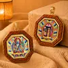 Pingente de Thangka Pintado Colorido Zaki Lamu Amarelo Fortuna Oito Grandes Divindades Lembrança Pingente de Viagem Thangka Pequeno Pingente