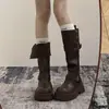 Botas longas pretas de uso duplo para mulheres, estilo retrô, com sola grossa, nova coleção outono 2026, botas de montaria até o joelho