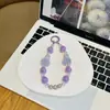 Nueva Cadena Creativa de Bola de Pelo para Colgar el Teléfono Móvil Funda de Teléfono Móvil con Cuentas de Pedrería Colgante para Mujer Llavero Colgante para Bolso