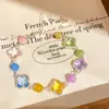 Pulsera de Flor de Cuatro Pétalos de Cristal Verde Jade, Estilo de Lujo Ligero de Gama Alta, Joyería Fresca y Elegante para Mujer