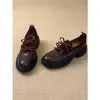 Zapatos de Cuero con Suela Gruesa para Aumentar la Altura para Mujer, Estilo Otoño 2026, Lazo, Tacón Grueso, Mocasines Negros de Punta Redonda, Venta al Por Mayor, Estilo Británico