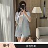 Terno casual azul fino de verão de manga curta, shorts, terno feminino de alta qualidade, moda elegante, roupas de trabalho