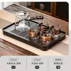 Juego de Té de Cristal, Lujo Ligero para Uso Doméstico, Tetera de Gama Alta para Sala de Estar, Juego Completo para Uso en Oficina, Mesa y Bandeja de Té Kung Fu