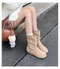 Botines Cortos Retro de Principios de Otoño para Mujer 2025 Nuevas Botas Populares de Otoño e Invierno Forradas de Borrego Botas de Algodón Grueso Botas Planas Botas de Pelo