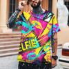 Nova Moda Masculina Rua Hip Hop Graffiti Impressão 3d Leica Poliéster Tecido de Alta Qualidade Camiseta Tamanho Europeu