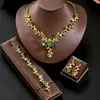 Novas joias ecológicas transfronteiriças, luxuoso conjunto de brincos e colar florais totalmente cravejados de diamantes, joias de noiva de alta qualidade