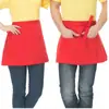 Garçom masculino e feminino avental preto curto hotel restaurante restaurante ocidental café cozinha meia cintura