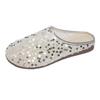 Sandalias de Media Pantufla Estilo Coreano para Mujer para Exterior 2025 Verano Nueva Moda Lentejuelas Punta Cuadrada Sandalias Planas
