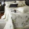 Estilo Pastoral Francés Orquídea Lyocell Tencel Verano Acolchado Lavable a Máquina Iones de Zinc Acondicionador de Aire Acolchado Verano Fresco Acolchado Juego de Cuatro Piezas