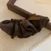 Elegante pasador para moño con lazo de cuadros marrones, accesorio para el cabello de estilo vintage suave, accesorio para el cabello de diseño de lujo ligero para mujeres