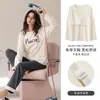 Pijama de algodón para mujer con copas en el pecho, mangas largas y pantalones, estilo primavera y otoño, cuello redondo, dulce y lindo, se puede usar para salir