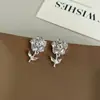 Pendientes de Botón Exquisitos de Flor de Rosa con Circonita de Aguja de Plata y Diseño Floral, Estilo Minimalista de Nicho, Pendientes de Lujo Ligero de Gama Alta