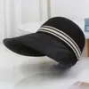 Chapéu de pescador de algodão e linho estilo japonês para mulheres, novo modelo de verão com tira preta, plissado, para proteger do sol, design artístico vintage, faz o rosto parecer menor, chapéu de proteção solar