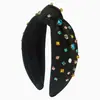 Moda Transfronteriza Clásico Set de Nudo de Ala Ancha Diadema con Cabeza de Diamante de Color Todo-partido Lujo Ligero Diadema para la Parte Superior del Cráneo Alto para Uso Diario de Mujeres