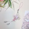 [Pomba Branca de Primavera] Estilo Japonês Original Simples Elegante Flor Pingente com Contas a Laser Acessórios para Pingente de Bolsa