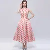 Comercio exterior transfronterizo AliExpress Vestido elegante sin mangas estilo francés con estampado, cintura alta, corte tridimensional y falda línea A entallada