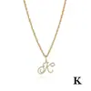 Collar Cruzado Vintage con Incrustaciones de Diamantes del Alfabeto Inglés Cursivo de 26 Letras con Cadena Retorcida, Joyería Personalizada DIY con Inicial