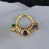 Anillo de Nariz de Acero Inoxidable 316L Incrustado con Circonia Multicolor Anillo Cerrado Anillo de Nariz Body Piercing Pendientes de Anillo Sin Costura Joyería