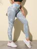 Esportes transfronteiriços europeus e americanos Tie-dyeing Calças de ioga Pêssego feminino Hip-lifting cintura alta abdominal Slim-fit Fitness Pants