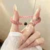 Pulseira de Casal Pedra da Lua Quartzo Morango, um Presente para Melhores Amigos, Pulseira Elástica de Pedra da Lua Natural, Pulseira de Quartzo Morango Quartzo Rosa
