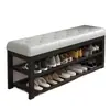 Banqueta para zapatos en la entrada, se puede sentar en ella, simple, almacenamiento de múltiples niveles, zapatero, hierro forjado, acolchado suave, taburete multi-funcional para cambiarse los zapatos, metal, otros